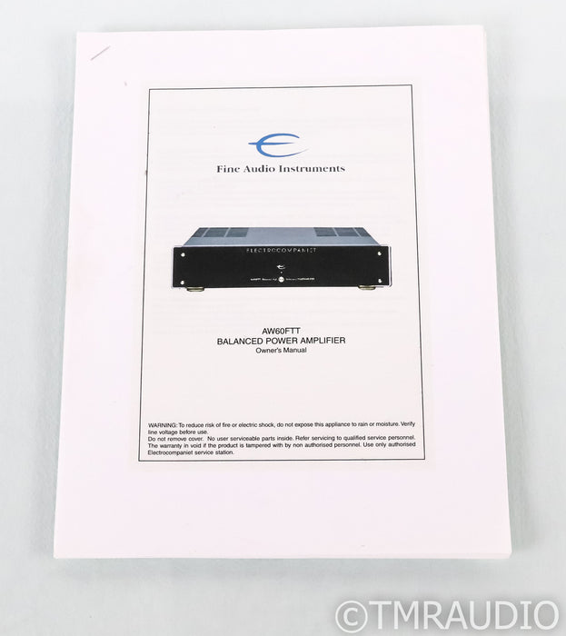 Electrocompaniet AW60FTT Stereo Power Amplifier; AW60-FTT