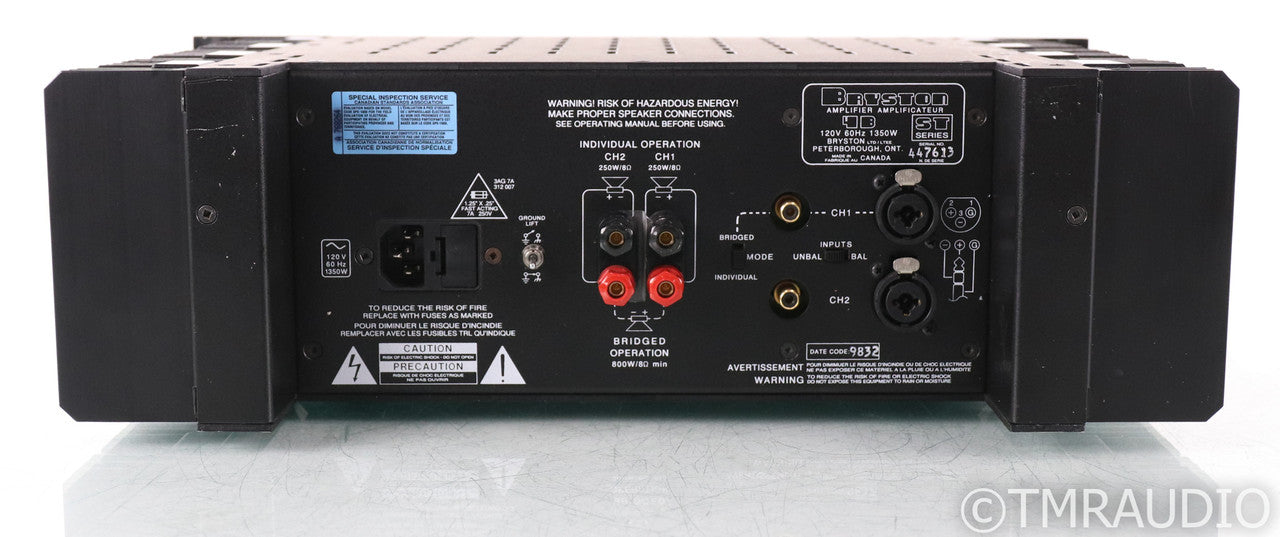 Bryston 4B ST Stereo Power Amplifier; 4BST; Black; 19" Faceplate