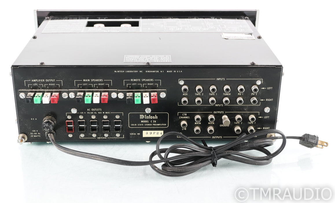 McIntosh C26 Vintage Stereo Preamplifier; C-26; MM Phono; Walnut Cabinet