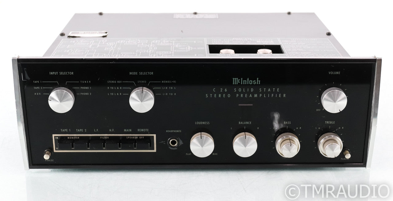 McIntosh C26 Vintage Stereo Preamplifier; C-26; MM Phono; Walnut Cabinet