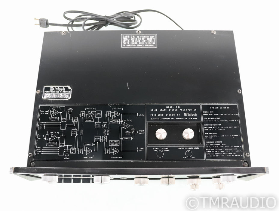 McIntosh C26 Vintage Stereo Preamplifier; C-26; MM Phono; Walnut Cabinet