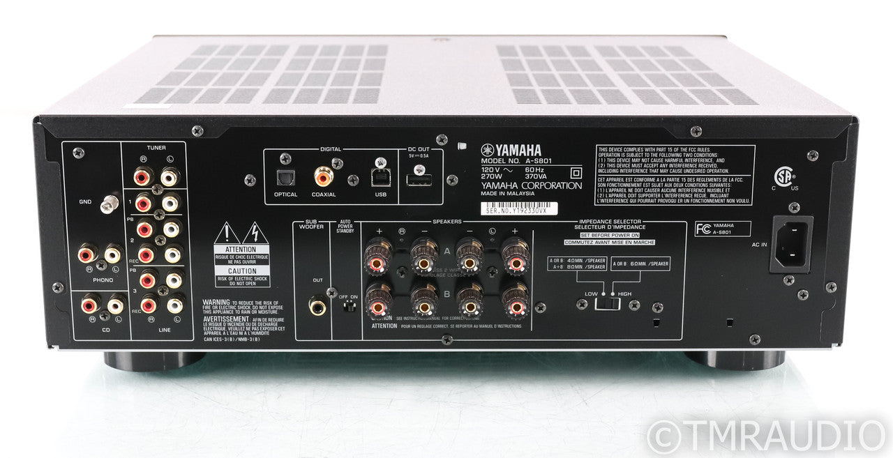 Yamaha A-S801 Stereo Integrated  Amplifier; AS801; Black; Remote; AS801; Black; Remote