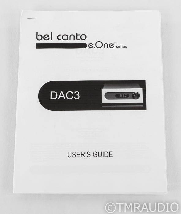 Bel Canto e.One DAC 3 D/A Converter; DAC3; Silver (No Remote)