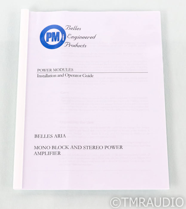 Belles Aria Mono Power Amplifier; David Belles; Single Amplifier