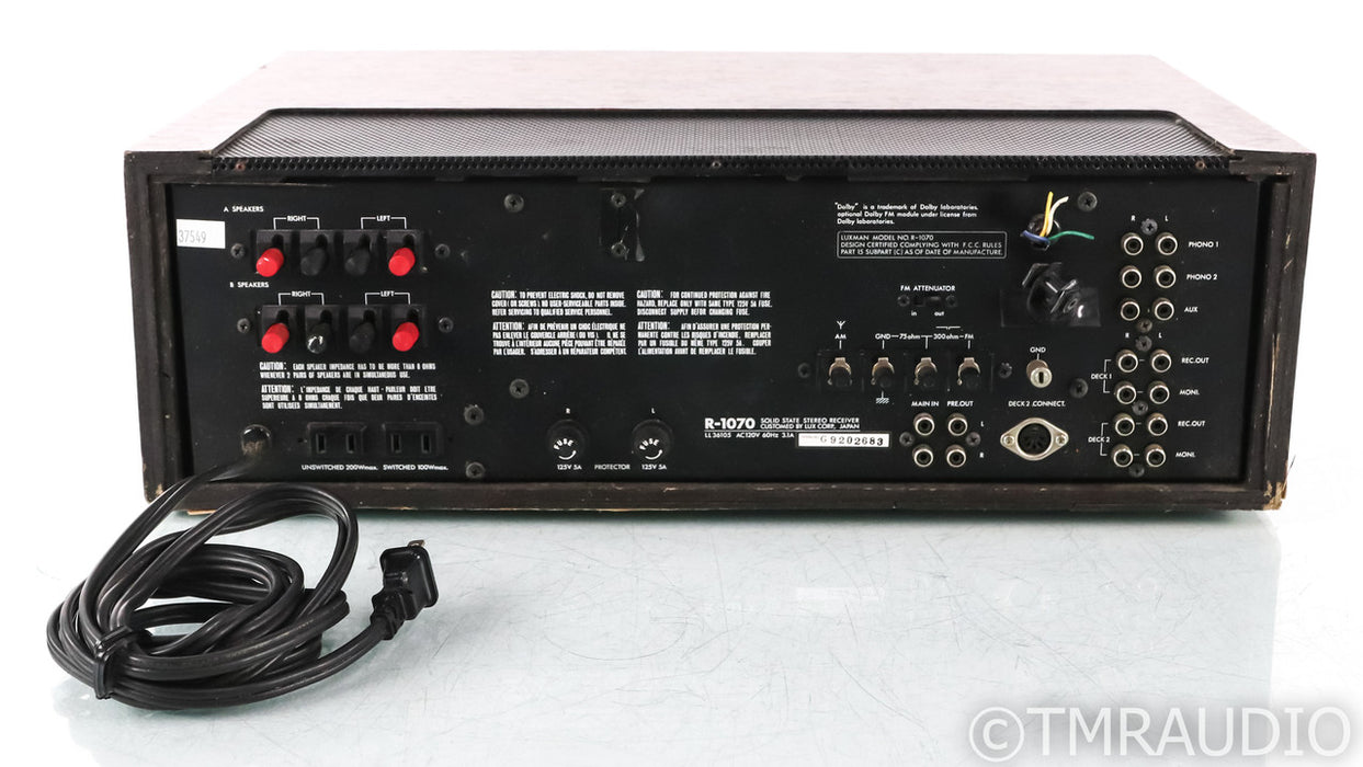 Luxman R-1070 Vintage FM / AM Stereo Receiver; R1070; AS-IS (Bad Output)