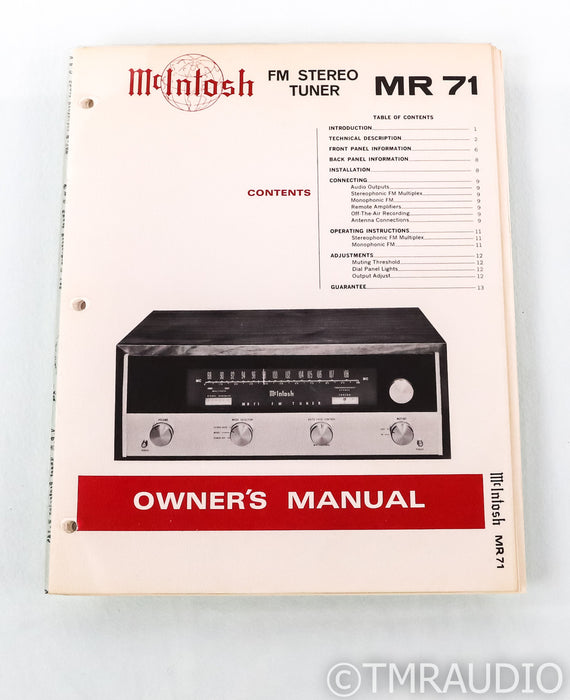 McIntosh MR78 Vintage Stereo Tube FM Tuner; MR-78; Walnut Cabinet; MR-78; Walnut Cabinet