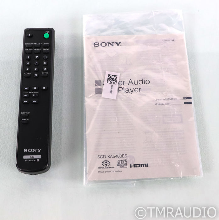 Sony SCD-XA5400ES SACD / CD Player; SCDXA5400ES; Remote; SCDXA5400ES; Remote
