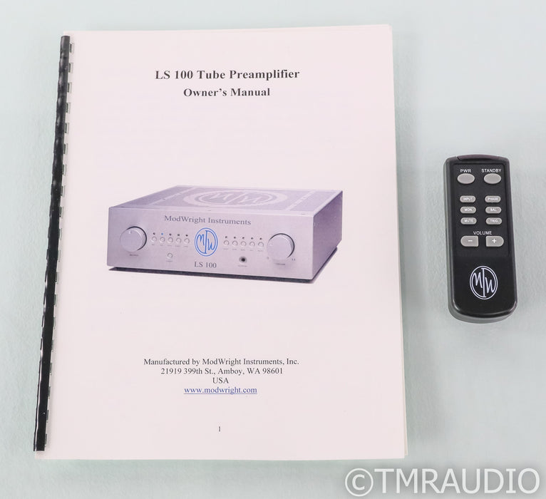 ModWright LS 100 Stereo Tub Preamplifier; Remote; black; MM / MC Phono; LS100; Remote; black; MM / MC Phono; LS100