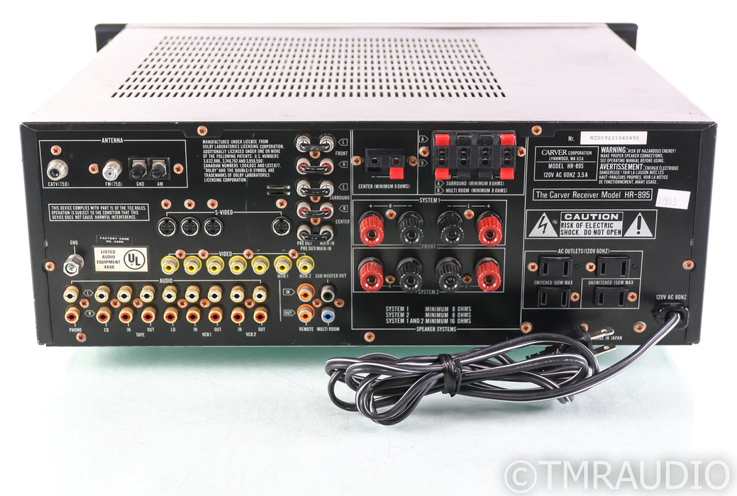 Carver HR-895 5.1 Channel Home Theater Receiver; AS-IS (No Speaker Output); AS-IS (No Speaker Output)