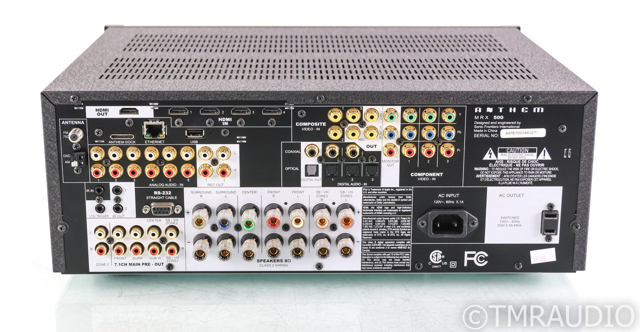 Anthem MRX 500 7.1 Channel Home Theater Receiver; MRX-500; Remote; MRX-500; Remote