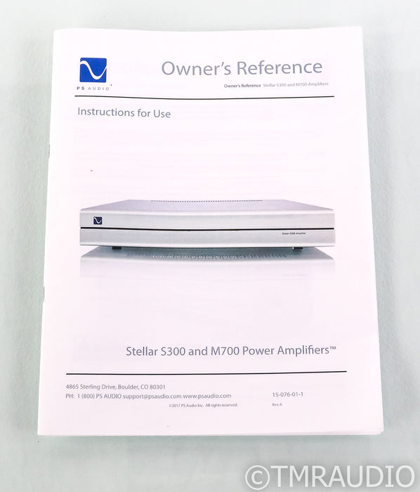 PS Audio Stellar S300 Stereo Power Amplifiers; Silver; S-300 (Used); Silver; S-300 (Used)