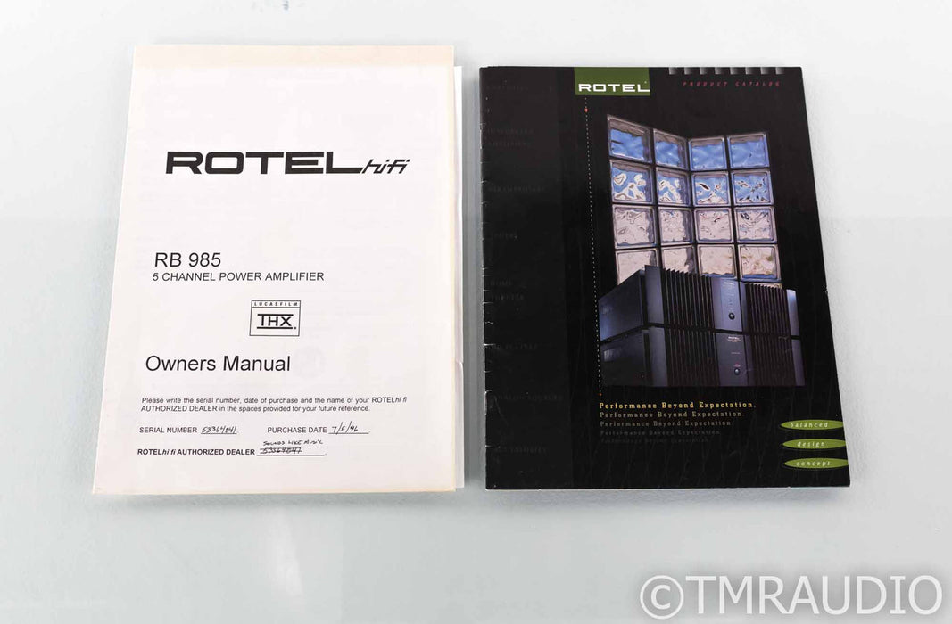 Rotel RB-985 5 Channel Power Amplifier; RB985