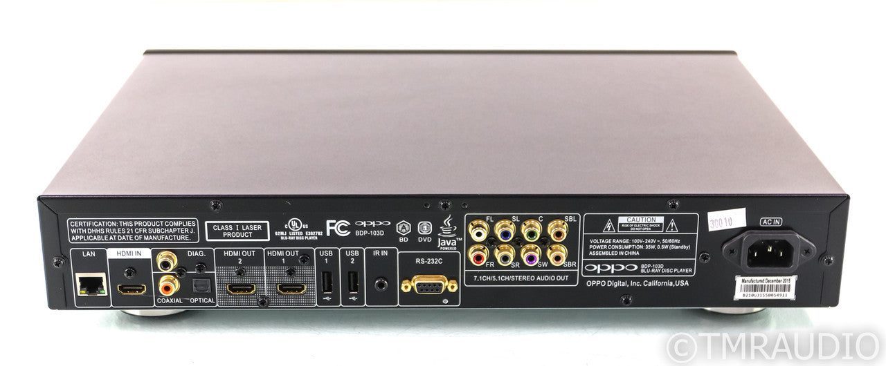 Oppo BDP-103D Universal Blu-Ray Player; Darbee Edition; BDP103D; Remote (1/0)