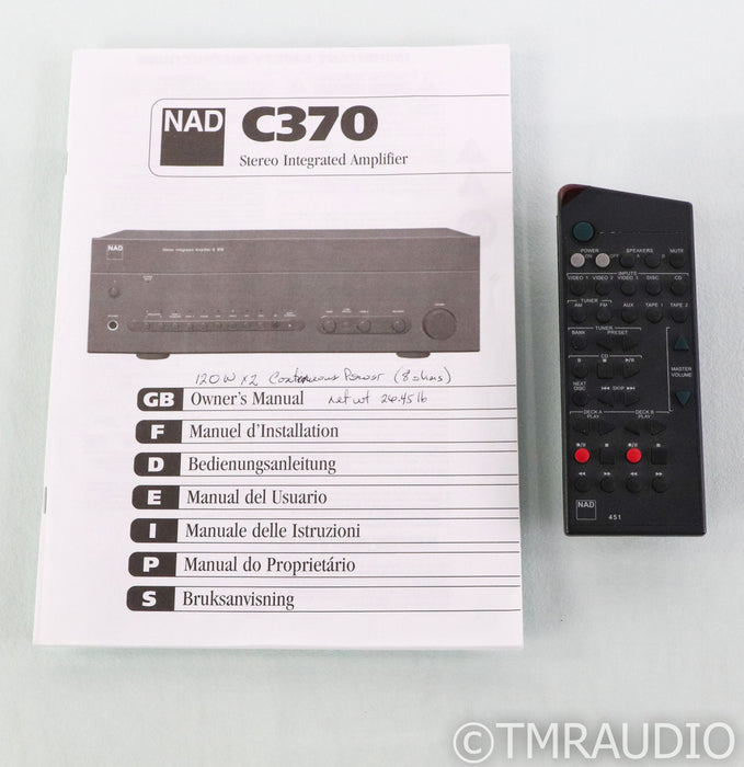 NAD C 370 Stereo Integrated Amplifier; C-730; Remote