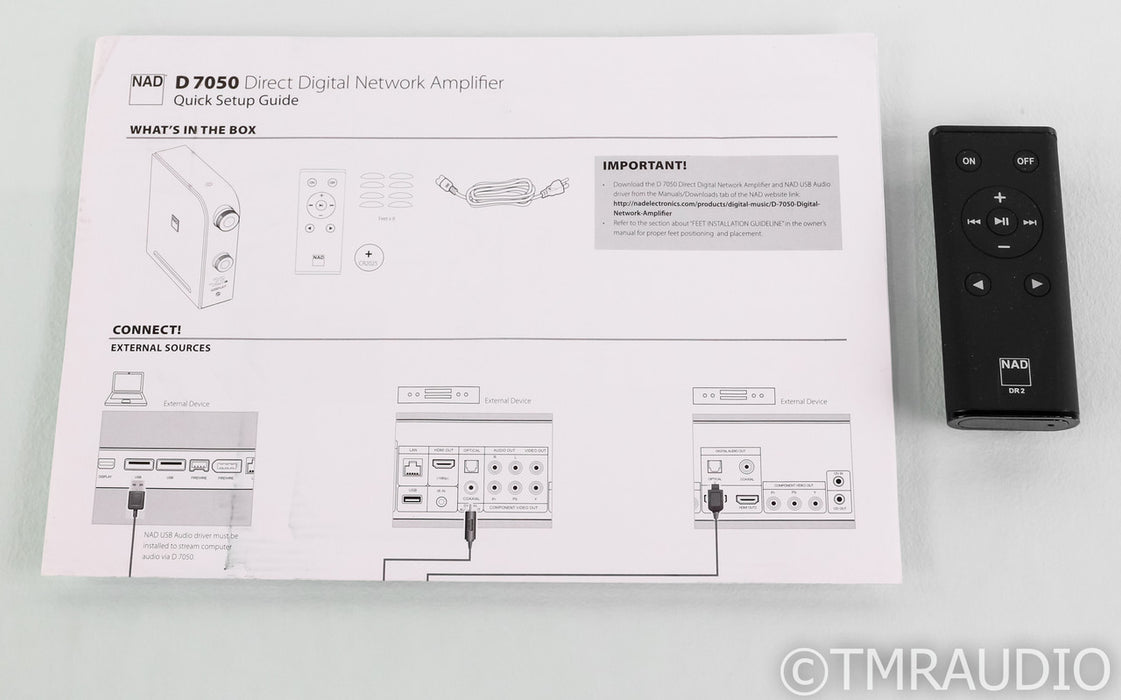 NAD D 7050 Stereo Integrated Amplifier; D-7050; Remote; Bluetooth; Airplay