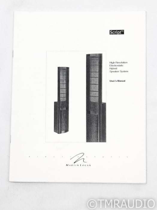 Martin Logan Script Wall Mounted Speakers; Black Pair