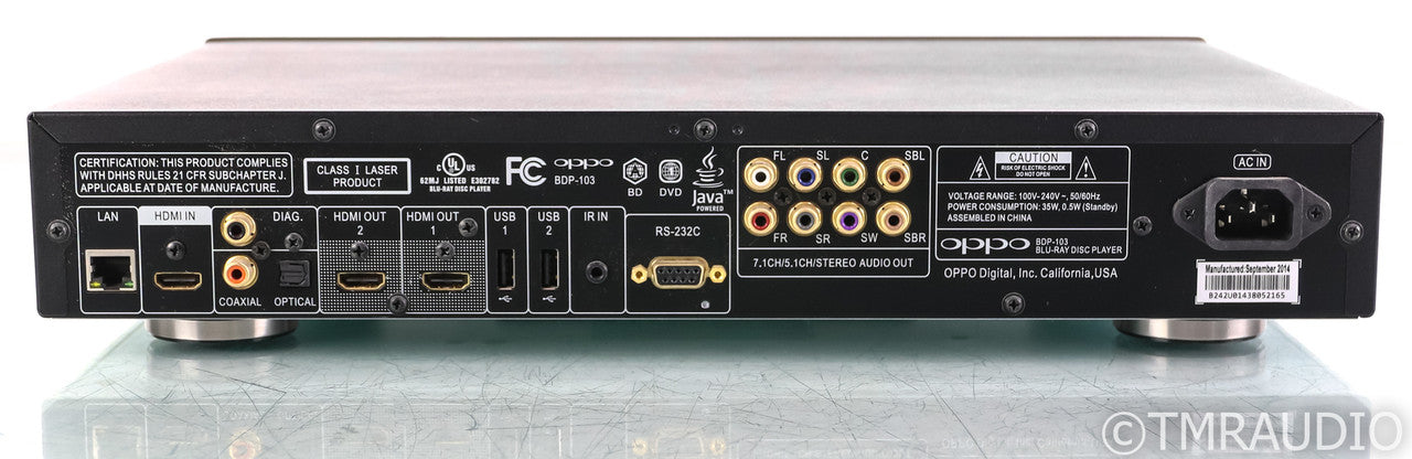 Oppo BDP-103 Universal Disc Player; Black; Remote; 3D; 4K