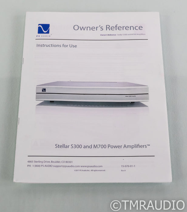 PS Audio Stellar S300 Stereo Power Amplifier; S-300; Silver (Used)