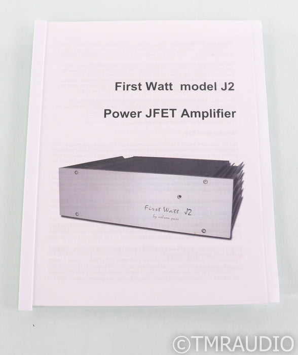 First Watt J2 Stereo Power Amplifier; J-2; Silver; Nelson Pass (Very Low Hours)