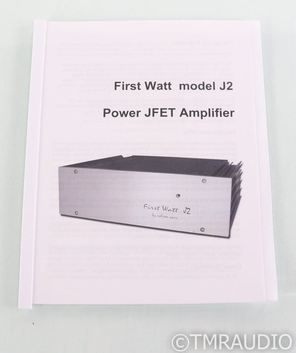 First Watt J2 Stereo Power Amplifier; J-2; Silver; Nelson Pass (Very Low Hours)