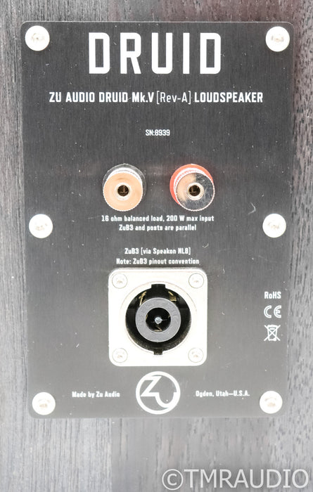 Zu Audio Druid Mk.V Floorstanding Speakers; Rev A; Black Hickory Pair