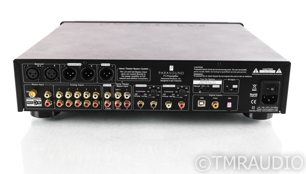 Parasound P5 Stereo Preamplifier; Remote; DAC; MM Phono; Black; P-5