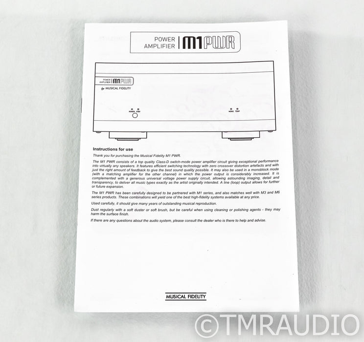 Musical Fidelity M1PWR Stereo Power Amplifier; M-1 PWR; Black (1/8)