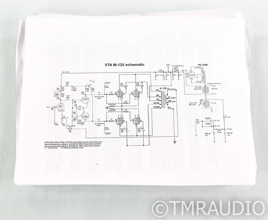 VTA M-125 Mono Tube Power Amplifier; M125; Pair