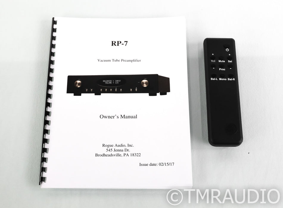 Rogue Audio RP-7 Stereo Tube Preamplifier; Remote; Black; RP7