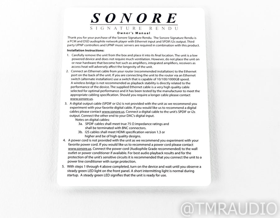 Sonore Signature Series Rendu Network Streamer; SSR (1/0)