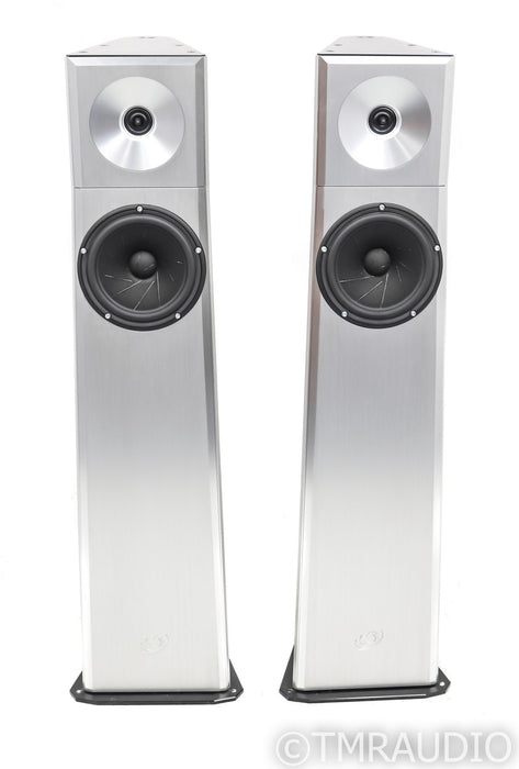 YG Acoustics Carmel Floorstanding Speakers; Brushed Aluminum Pair
