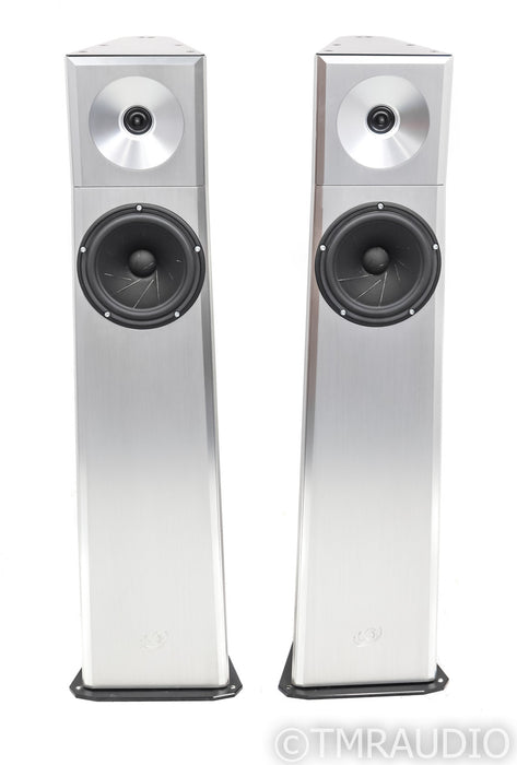 YG Acoustics Carmel Floorstanding Speakers; Brushed Aluminum Pair