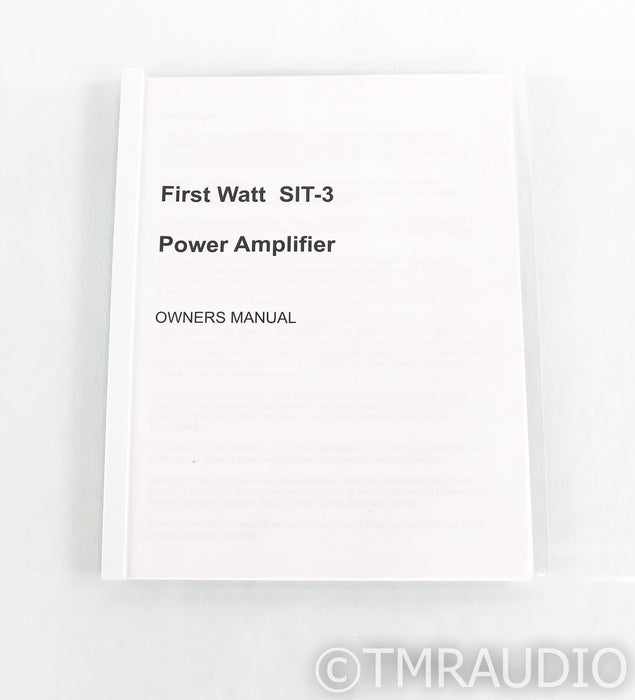 First Watt SIT-3 Stereo Power Amplifiers; Black; Sit3