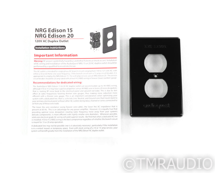 AudioQuest NRG Edison 15 AC Duplex Wall Outlet; Low Z (Open Box)