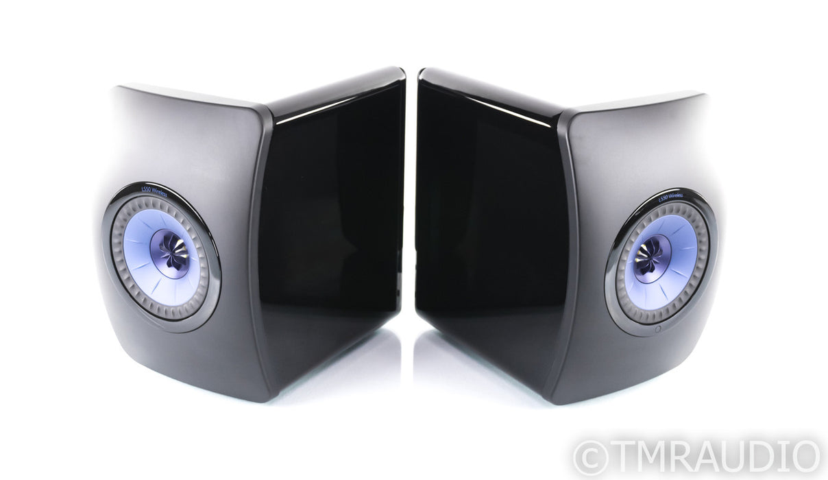 KEF LS50W Wireless Powered Bookshelf Speakers; Gloss Black / Blue Pair; LS-50W