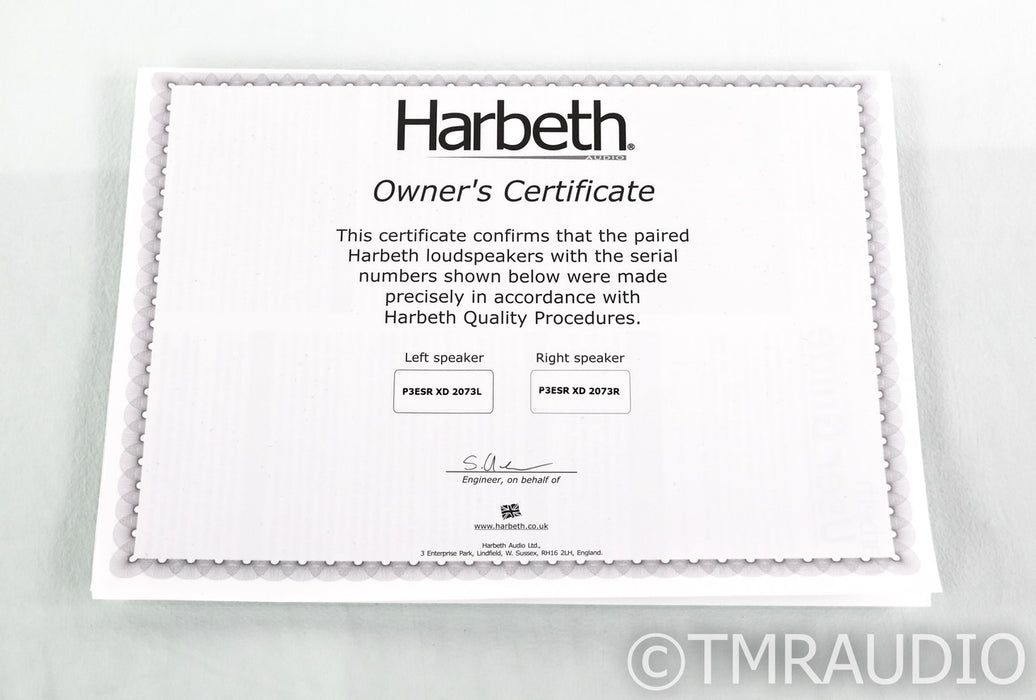 Harbeth P3ESR XD Bookshelf Speakers; Cherry Pair