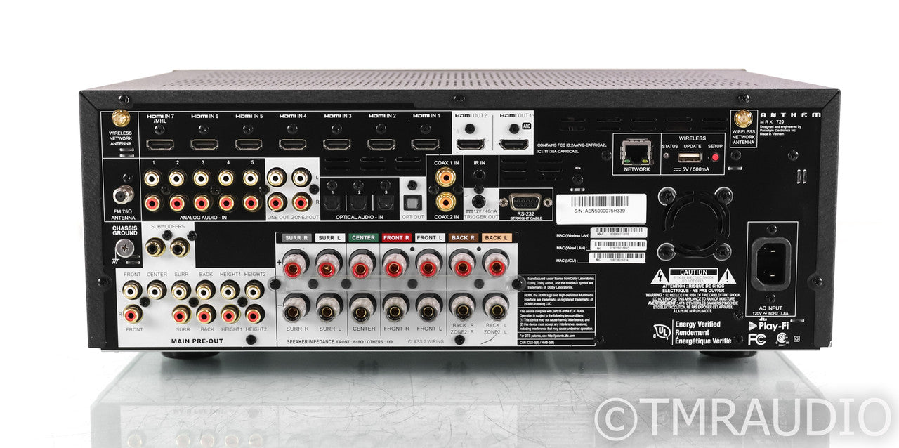 Anthem MRX720 7.2 Channel Home Theater Receiver; MRX-720; Remote