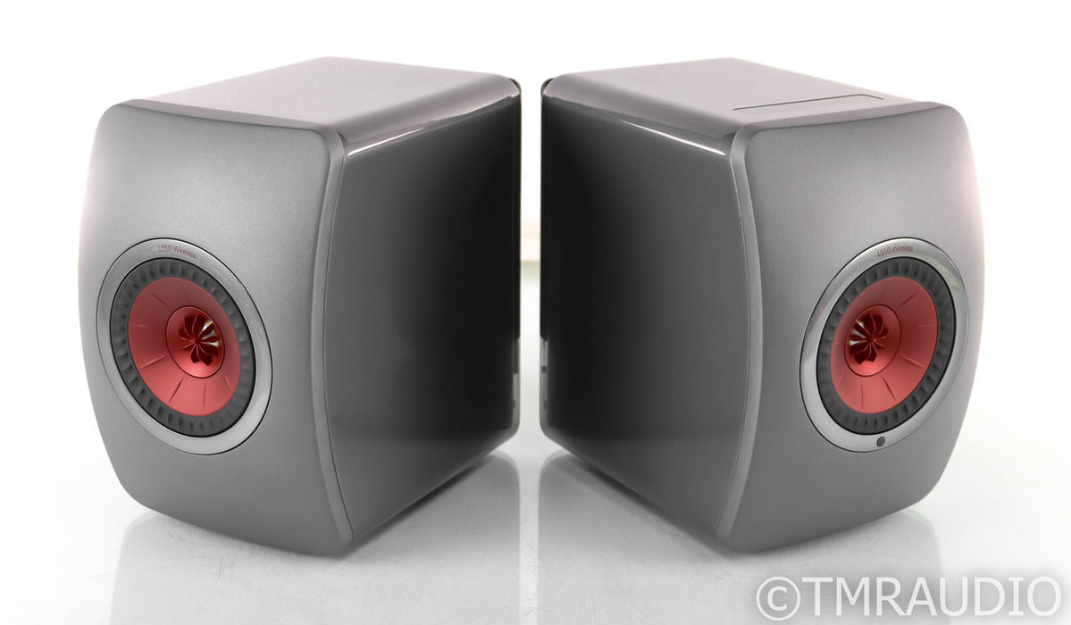 KEF LS50W Wireless Powered Bookshelf Speakers; Titanium Grey Pair; Remote