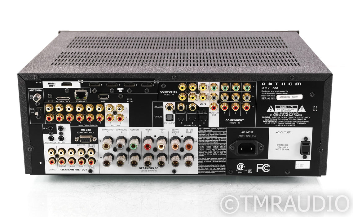 Anthem MRX 500 7.1 Channel Home Theater Receiver; Remote (No Room Correction)