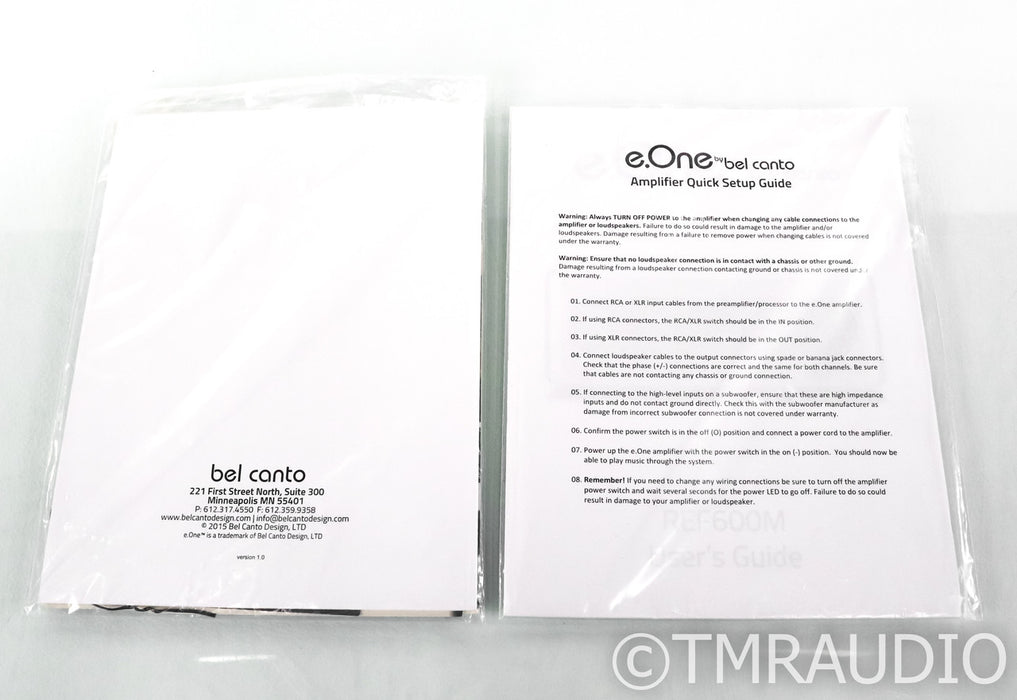 Bel Canto e.One REF600M Mono Power Amplifier; Silver Pair; Reference 600-M