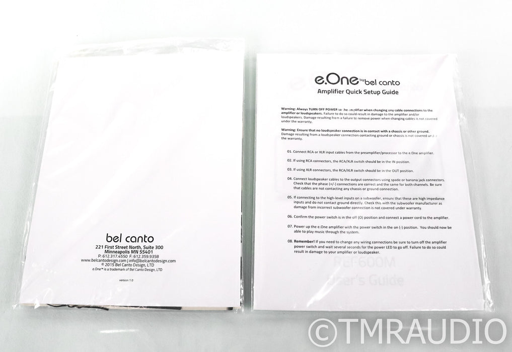 Bel Canto e.One REF600M Mono Power Amplifiers; Silver Pair; Reference 600-M