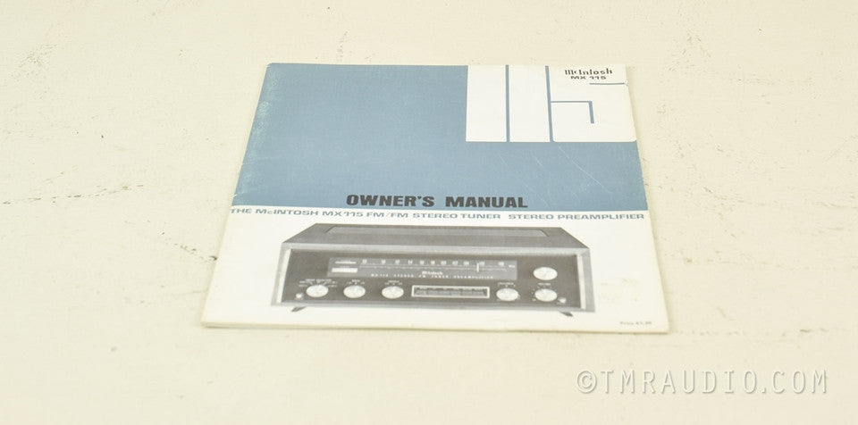 McIntosh MX-115 Original Owners Manual