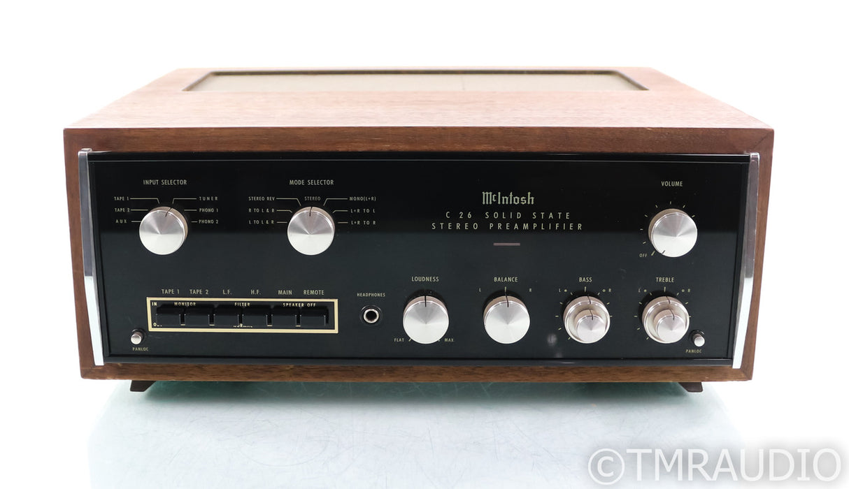 McIntosh C-26 Vintage Stereo Preamplifier; C26; MM Phono; Walnut Cabinet