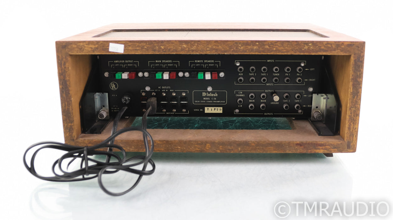 McIntosh C-26 Vintage Stereo Preamplifier; C26; MM Phono; Walnut Cabinet
