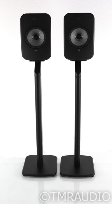 KEF LSX Wireless Bookshelf Speakers; Black Pair w/ Stands