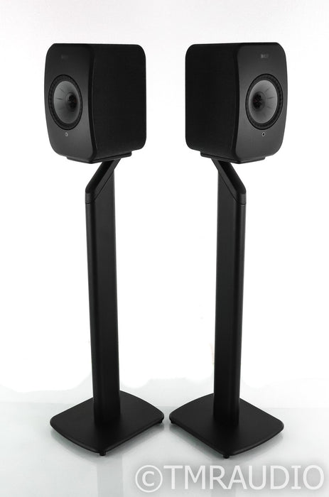KEF LSX Wireless Bookshelf Speakers; Black Pair w/ Stands