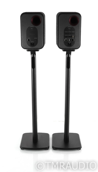 KEF LSX Wireless Bookshelf Speakers; Black Pair w/ Stands