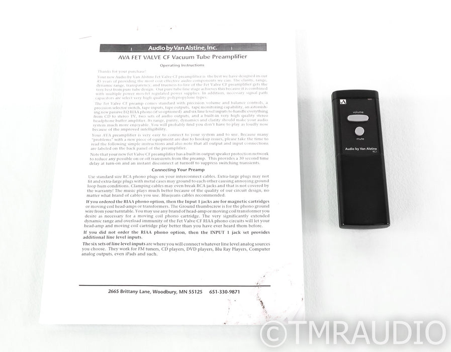 Audio by Van Alstine FET Valve CF Stereo Tube Preamplifier; AVA; Remote
