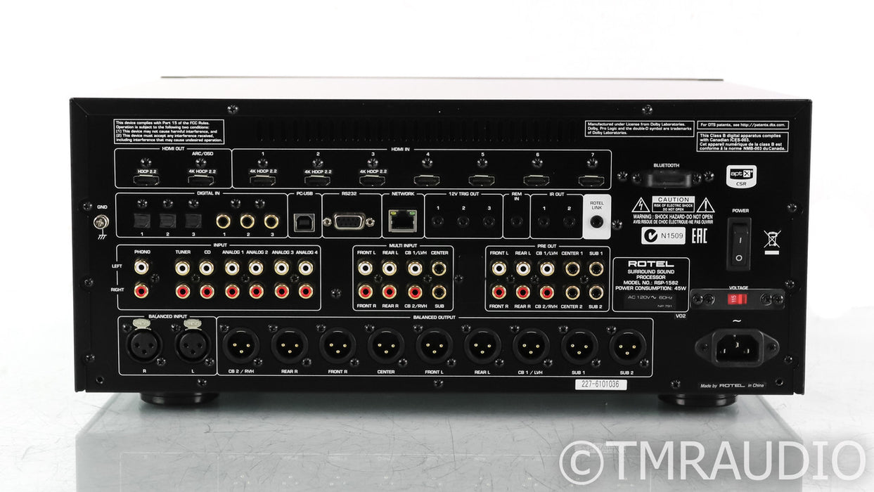 Rotel RSP-1582 7.2 Channel Home Theater Processor; RSP1582; Remote; Black