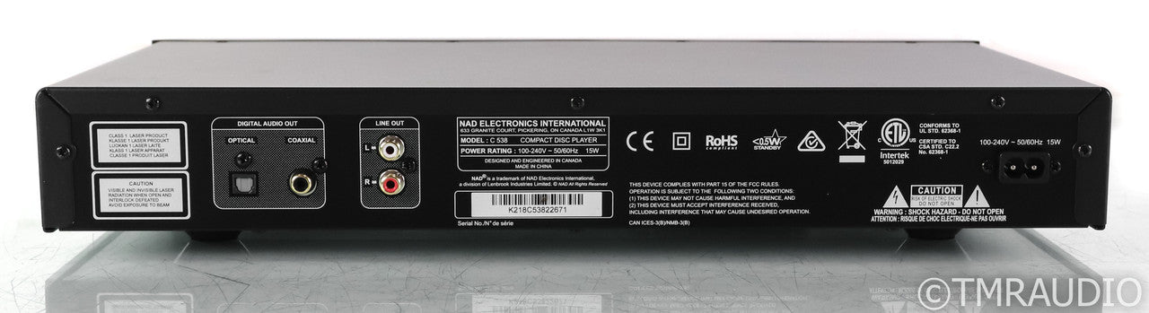 NAD C 538 CD Player; C538; Black; Remote